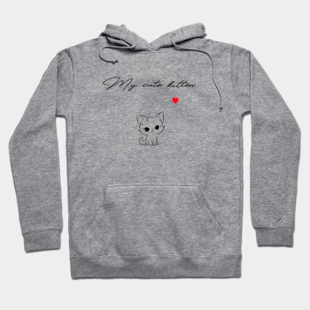 My cute kitten, red heart Hoodie by NATLEX